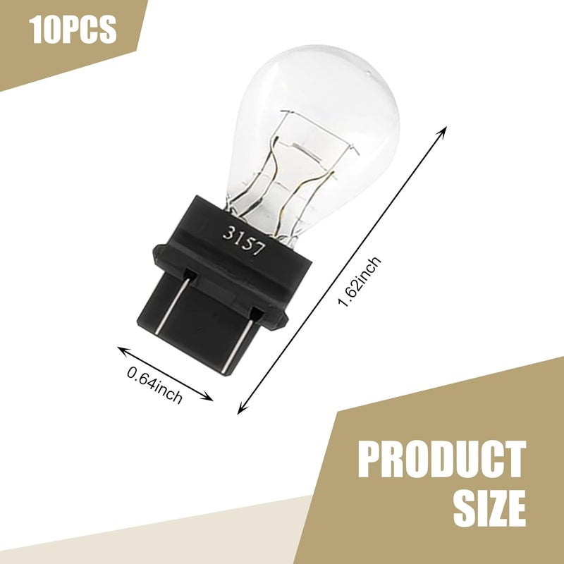 Anyhut 10 PCS Car 3157 Bulb, 12V 21 / 5W Turn Signal Bulb & Brake Light Bulb, Tail Light Bulb Standard Replacement Accessory, Universal for Most Cars, Trucks and Vans (White) - Image 2